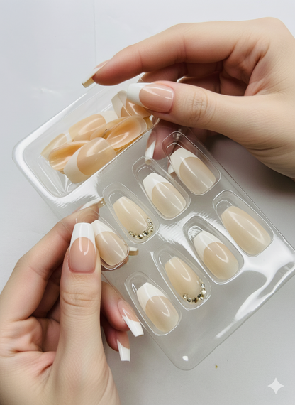 CHAMPAGNE GALA FRENCH 🥂💎✨- 24 Pcs of Press On Nails