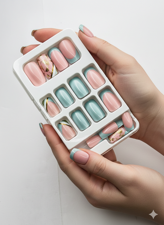 TEAL TEMPTATION FRENCH 💎🌊✨- 24 Pcs of Press On Nails