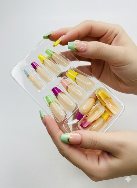 NEON CARNIVAL FRENCH 🎡🌈✨- 24 Pcs of Press On Nails