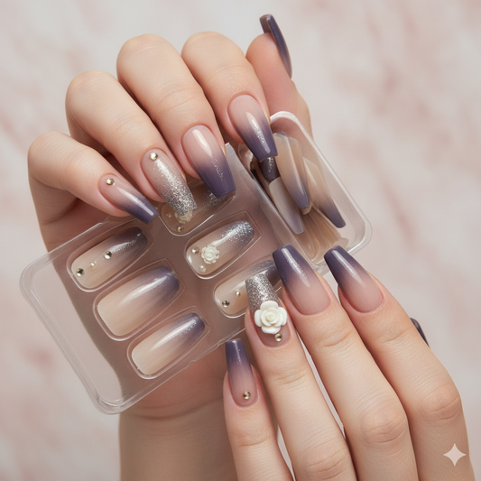 Galactic Rose 🌌🌹 - 28 Pcs of Press On Nails