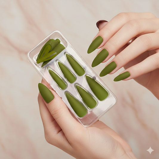 Olive Enigma 🌿✨ - 28 Pcs of Press On Nails