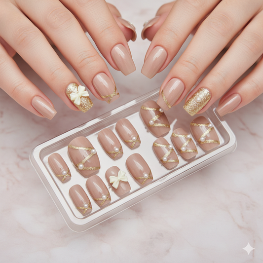 Champagne Gala 🥂✨- 28 Pcs of Press On Nails