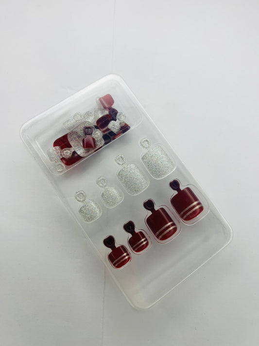 Ruby Glitter Gala 🍷✨ - 24 Pcs of Press On Nails