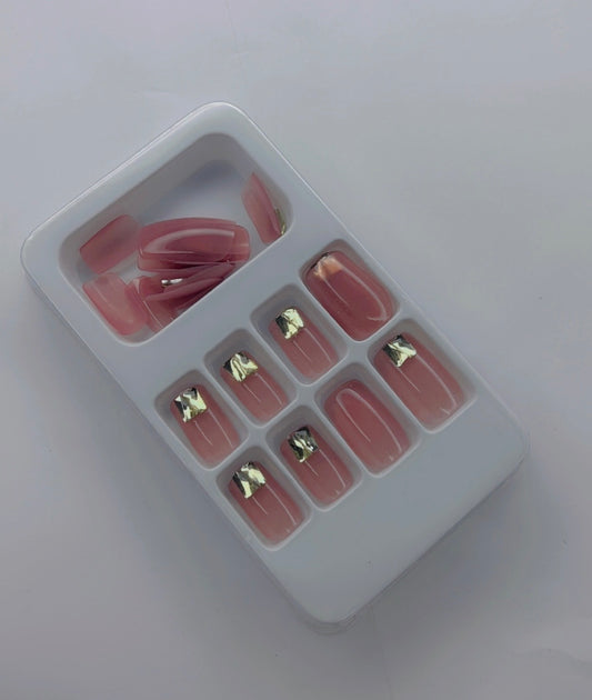 Blushing Gem Radiance 💎 - 24 Pcs of Press On Nails