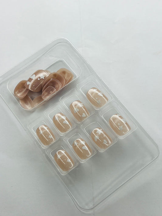 Celestial Shimmer Hearts ✨ - 24 Pcs of Press On Nails