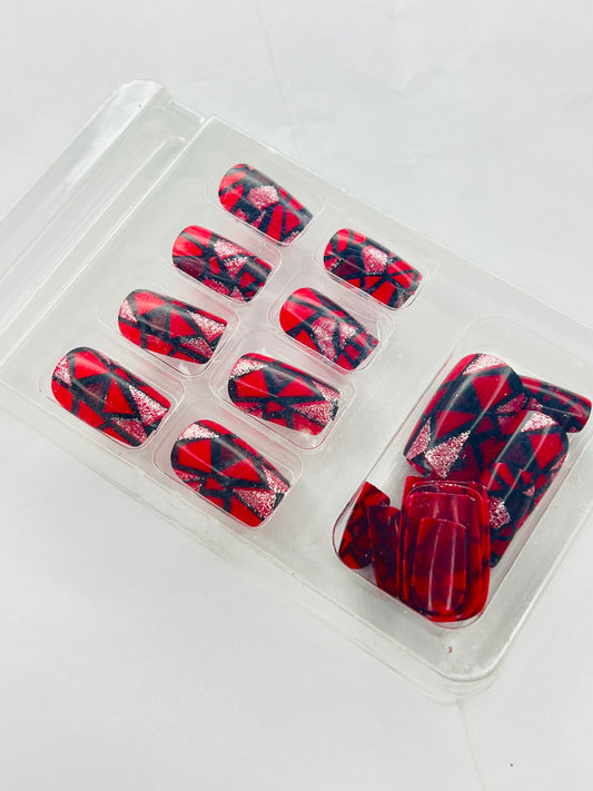 Geometric Glitz Mosaic 🏮✨ - 24 Pcs of Press On Nails