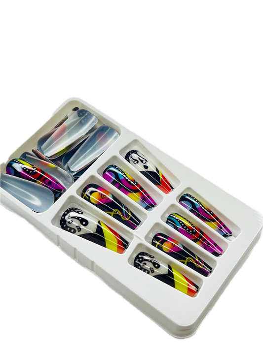 VIVID SCREAM VIBES 😱🌈✨- 24 Pcs of Press On Nails