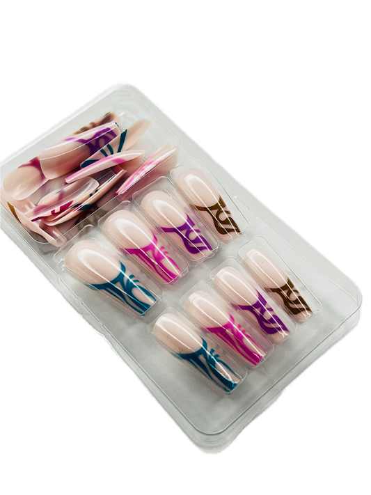 TRI-COLOR TIDE FRENCH- 24 Pcs of Press On Nails
