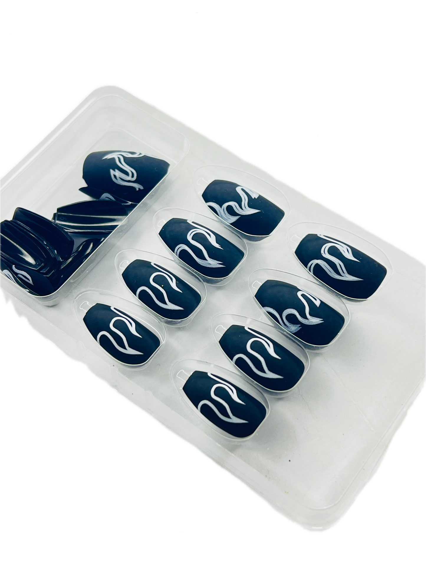 MIDNIGHT FLAME FLOW - 24 Pcs of Press On Nails