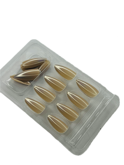 GOLDEN CHAMPAGNE CHROME ✨🥂 - 24 Pcs of Press On Nails