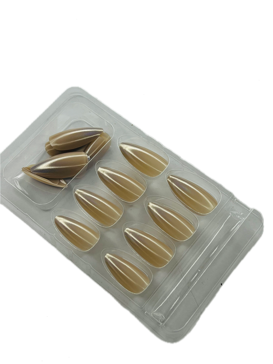 GOLDEN CHAMPAGNE CHROME ✨🥂 - 24 Pcs of Press On Nails