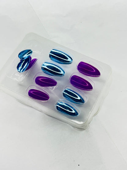 Metallic Chrome Almond Nails 💅✨ - 12 Pcs of Press On Nails