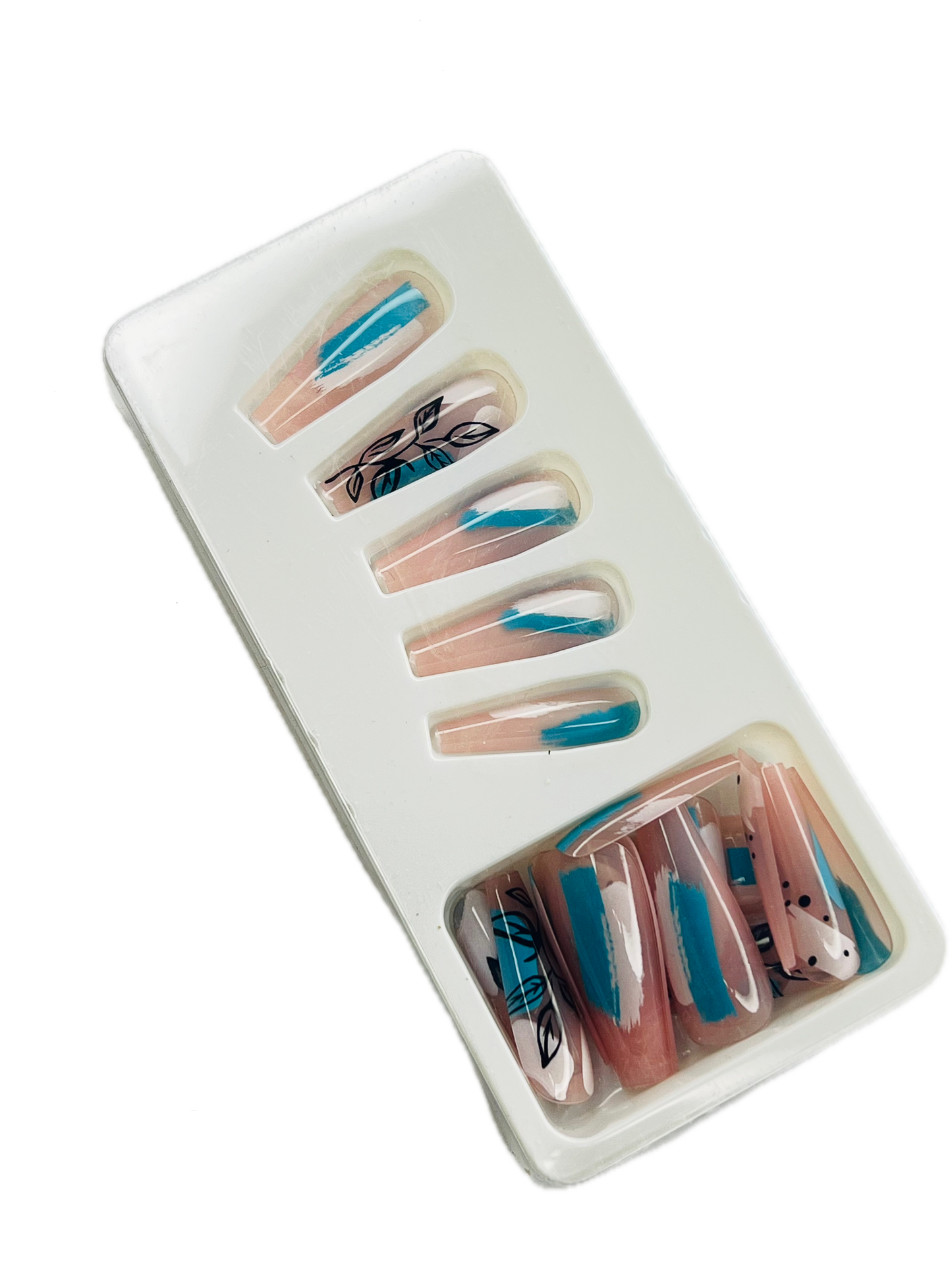 ABSTRACT AZURE ART 🎨🖌️✨- 24 Pcs of Press On Nails