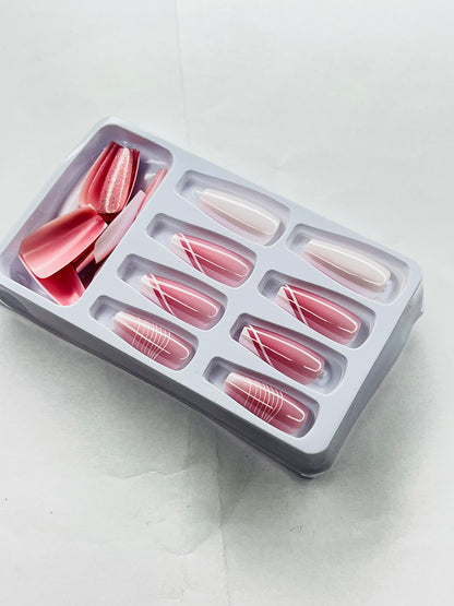 Rose Quartz Rhythm 🎀🩰- 24 Pcs of Press On Nails