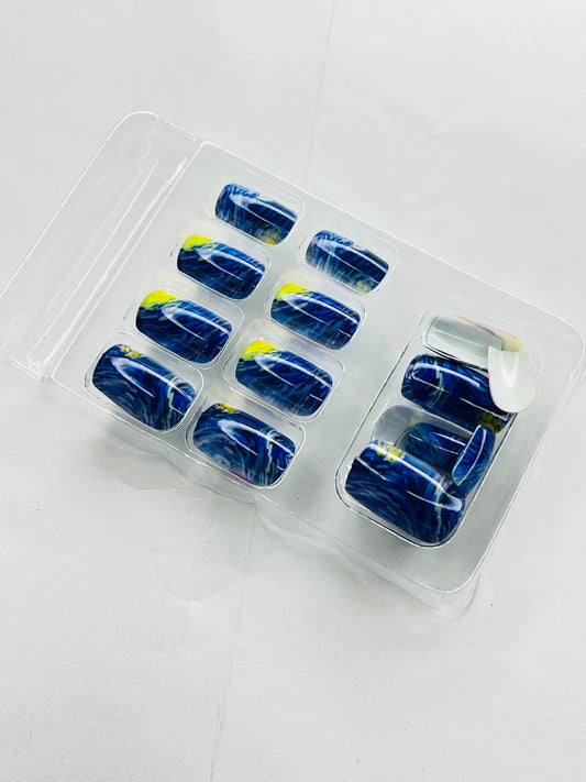 Starry Night Swirl 🌌🎨 - 24 Pcs of Press On Nails