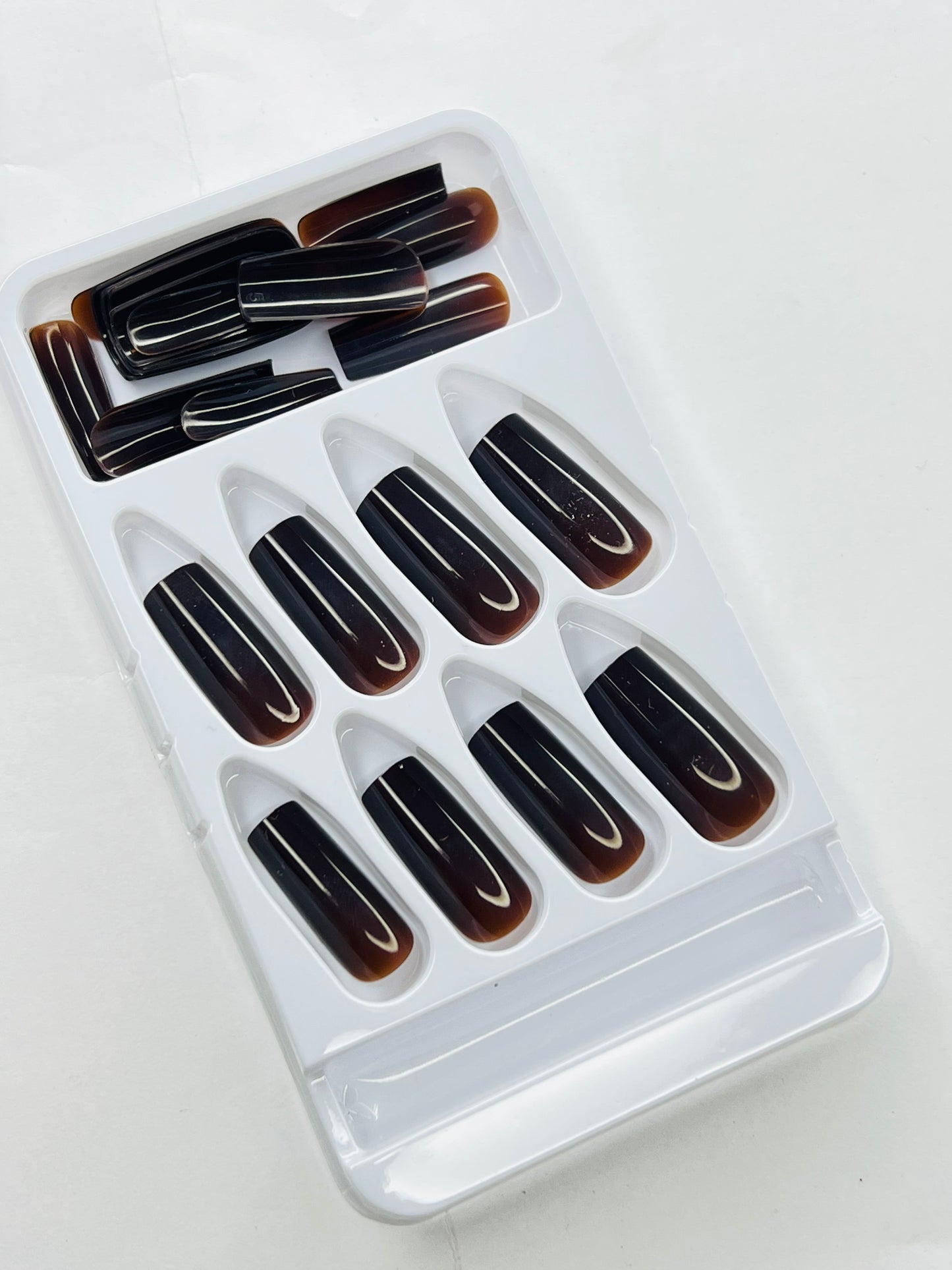 Coffin Espresso Aura ☕️🍩 - 24 Pcs of Press On Nails